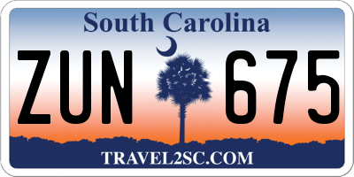 SC license plate ZUN675