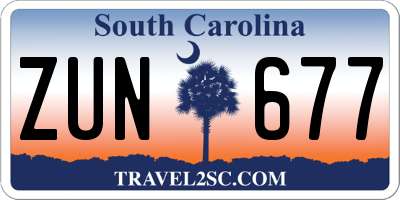 SC license plate ZUN677