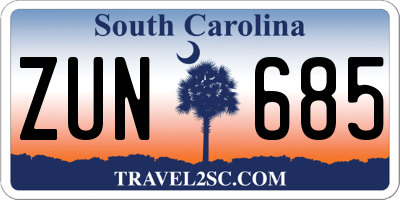 SC license plate ZUN685