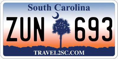 SC license plate ZUN693