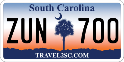 SC license plate ZUN700