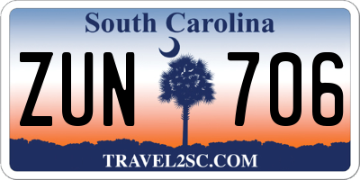 SC license plate ZUN706