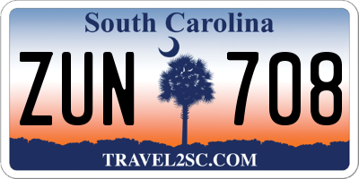 SC license plate ZUN708
