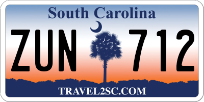 SC license plate ZUN712