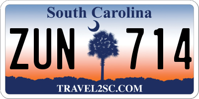 SC license plate ZUN714