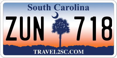 SC license plate ZUN718