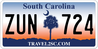 SC license plate ZUN724