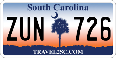 SC license plate ZUN726