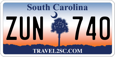 SC license plate ZUN740