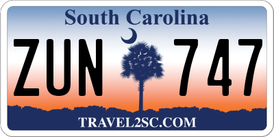 SC license plate ZUN747
