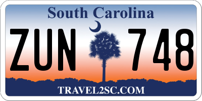 SC license plate ZUN748