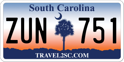 SC license plate ZUN751
