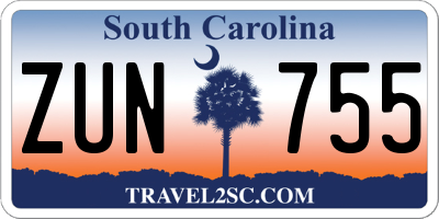 SC license plate ZUN755