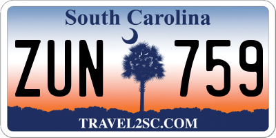 SC license plate ZUN759