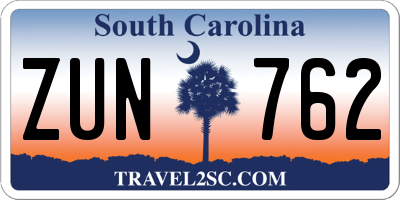 SC license plate ZUN762
