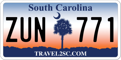 SC license plate ZUN771