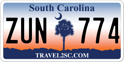 SC license plate ZUN774