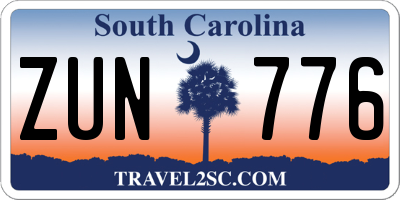 SC license plate ZUN776