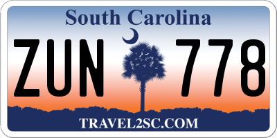 SC license plate ZUN778