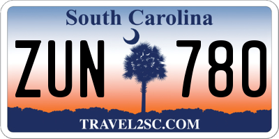 SC license plate ZUN780