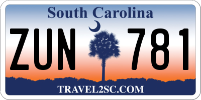 SC license plate ZUN781