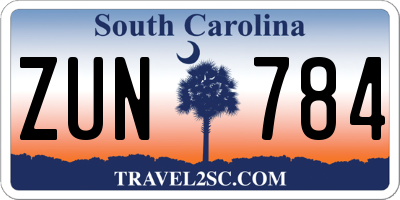 SC license plate ZUN784