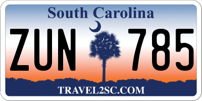 SC license plate ZUN785