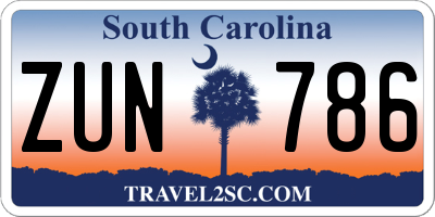SC license plate ZUN786