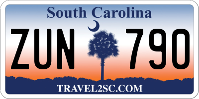SC license plate ZUN790