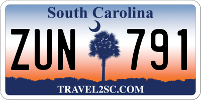 SC license plate ZUN791