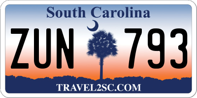 SC license plate ZUN793