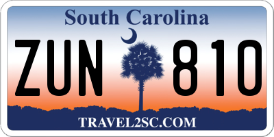 SC license plate ZUN810