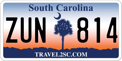 SC license plate ZUN814