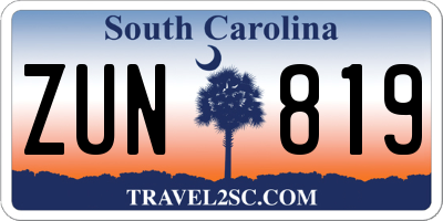 SC license plate ZUN819