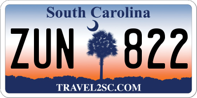 SC license plate ZUN822