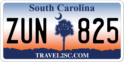 SC license plate ZUN825