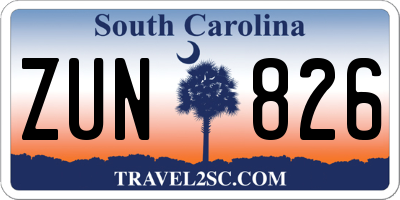 SC license plate ZUN826