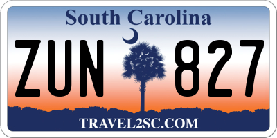 SC license plate ZUN827