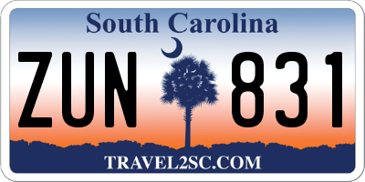 SC license plate ZUN831