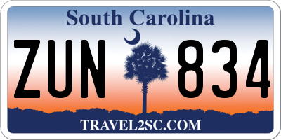 SC license plate ZUN834