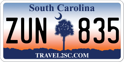 SC license plate ZUN835
