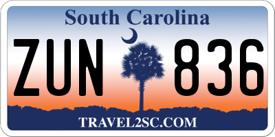 SC license plate ZUN836