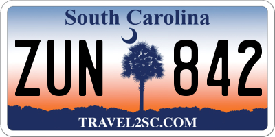 SC license plate ZUN842