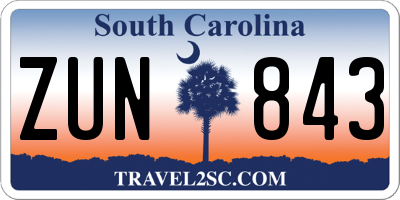 SC license plate ZUN843