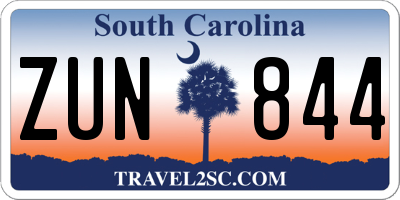 SC license plate ZUN844