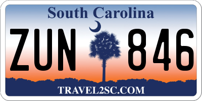 SC license plate ZUN846