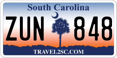 SC license plate ZUN848