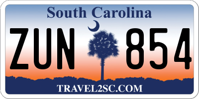 SC license plate ZUN854