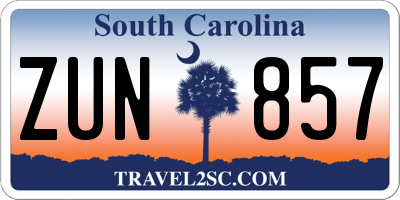 SC license plate ZUN857
