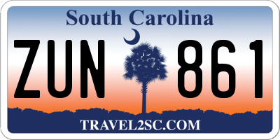 SC license plate ZUN861
